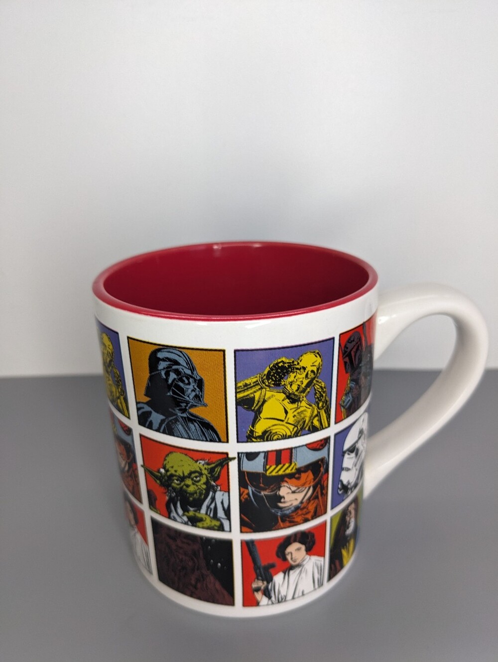 Star Wars Comic Panel Mug Silver Buffalo 14oz Vader Yoda Leia Red Interior Pop